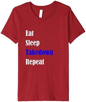 Kids Eat Sleep Takedown Repeat - Wrestling Coach Slim Fit T-Shirt 12 Cranberry