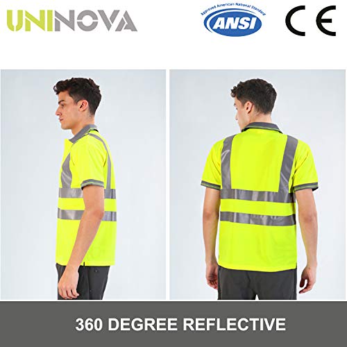 Uninova Safety Shirt High Visibility - Reflective Polo Shirt Short Sleeve for Men and Women - ANSI/ISEA Standards (Extra Large, Short Sleeve) - Thumbnail 3