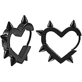 Spike Earrings for Woman, Heart Punk Hoop Earrings, Y2k Emo Accessories Gothic Earrings Jewelry, Gothic Grunge Earrings New Year Christmas Jewelry Gifts for Women Men