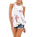 GONKOMA Women Summer Vest Sleeveless Flower Printed Tops Casual Blouse T Shirt