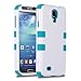 ULAK Galaxy S4 Case, S4 Case - Hybrid Shock Resistant Rubber Case Cover for Samsung Galaxy S4 IV i9500 3in1 Hard Plastic +Soft Silicone (White+Blue)