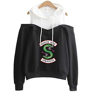 OLIPHEE Meisjes Lente Koude Schouder Hoodies Riverdale Southside Serpents Pullover Crop Top Sweatshirt