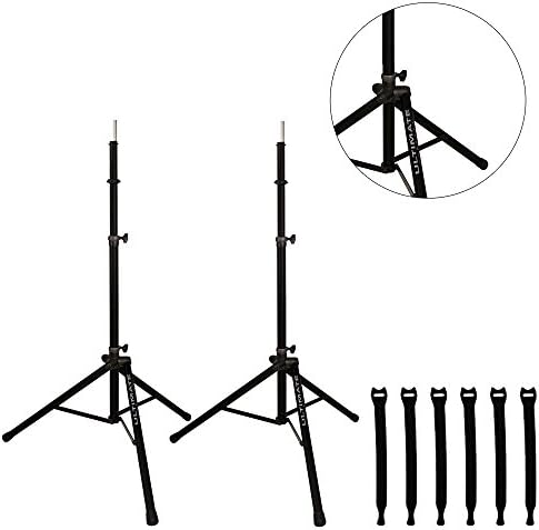 Ultimate Support TS-85B Speaker Stand Pair + Strapeez, Black + Deluxe Accessory Bundle