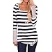 WILLTOO Women Stripes Stitching Long-Sleeved Shirt Tops Blouse (S, Gray)