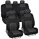 BDK Charcoal Black Car Seat Covers Full 9pc Set - Sleek & Stylish - Split Option Bench 5 Headrests Front & Rear Bench - OS-309-AC