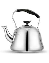 Tea Kettle Stovetop Whistling Teakettle Teapot, Stainless Steel, Thin Base, Mirror Finish, 2 liters