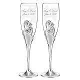 Personalized Hortense B. Hewitt Sparkling Love Champagne Flutes Engraved Customized , Set of 2