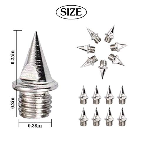 QVQQ Track Spikes 1/4 Inch Pyramid Shoes Spike Replacements Stainless Steel Spikes Track and Cross Country Spikes for Track Sprint Running Shoes 110 Pcs with Spike Wrench and Storage Box