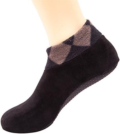 Kemrrey Men's Fleece Thermal Winter Slipper Socks Nonslip Indoor Floor Socks with Grips/Grippers