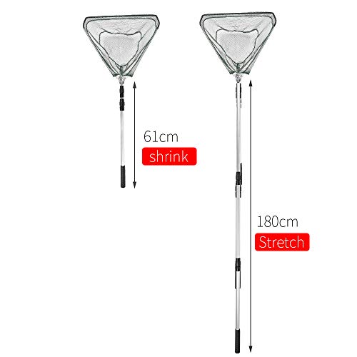 Luopei Fischernetz, 61 cm Aluminium-Teleskop-Angelkescher, zusammenklappbar, ausziehbar 180 cm, leicht, tragbar… – Bild 4