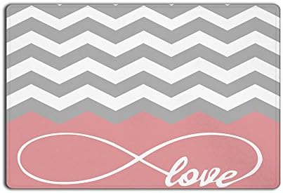 CHARM HOME Love Infinity Forever Love Symbol Chevron Pattern pink Grey White Doormat 23.6(L) x 15.7(W)
