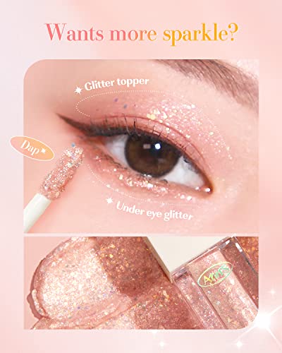 AMTS Webtoon True Beauty - 01 Some Love | Liquid Pink Gold Chunky Glitter Eyeshadow | Highlighter, K-Drama Korean Makeup, Highly Pigmented, Long Lasting Shimmer