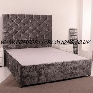 CRUSHED VELVET OTTOMAN GASLIFT BED + 54'' HEADBOARD (TRUFFLE BROWN 