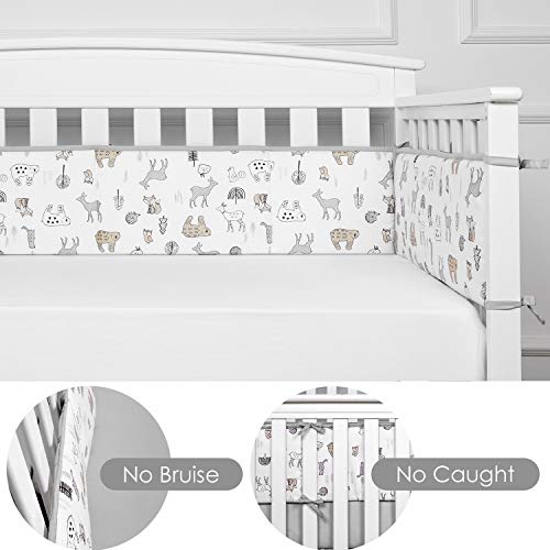 TILLYOU Baby Safe Crib Bumper Pads for Standard Cribs Machine Washable