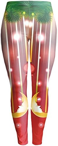 LOV ANNY Women's Athletic Leggings Christmas Digital Print Footless Tights M