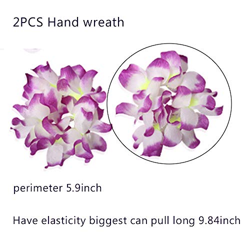 Arlai Set of 4 hawaiian leis and headbands - necklace bracelets headband set (purple)