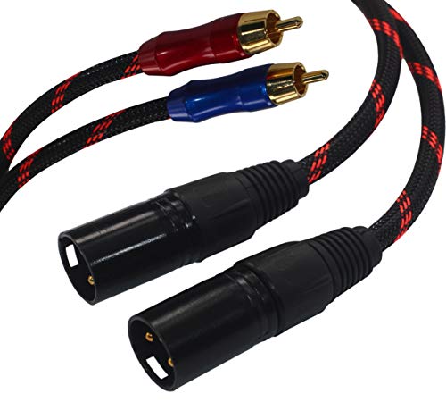XM-R4-1 HIFI cable 2 XLR Male to RCA Male Quality Cables 2XLR to 2RCA, Dual XLR Male to Dual RCA, 4N OFC Wire XM-R4-1 (2M(6.5ft))