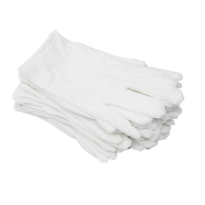 12 PairsWhite Cotton Gloves，Stretchable Lining Glove
