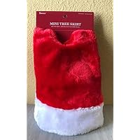 Adjore 18" Christmas Feather Mini Tree Skirt ~ Santa Trim Red & White Plush ~ New ~ Best Outdoor Accessory