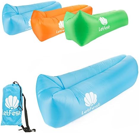 Inflatable Air Lounger with Carrying Bag for Festival, Pool Party, Camping, Beach, Hiking - Made of Strong Durable Lightweight Polyester - Great for Napping, Resting or Relaxing Indoors and Outdoors