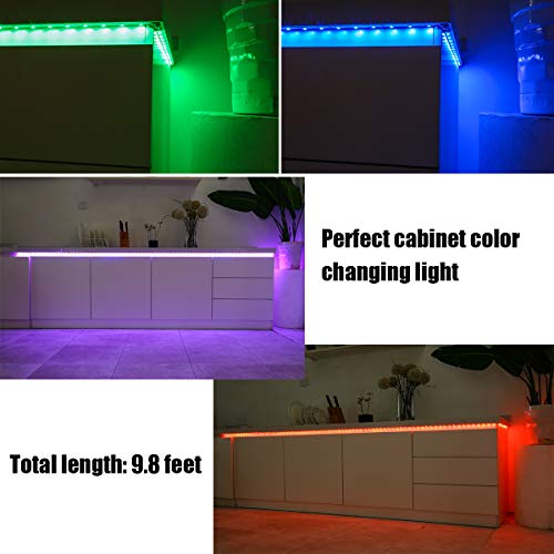 Multi-Color LED Strip Light Kit, 4 Pre-cut Lights Bar With Remote and Adapter, 9.8 ft Color Changing LED for Under Cabinet Lighting, 49-70 Inch TV Bias Lighting,Home Theater Decor,RGB Backlight