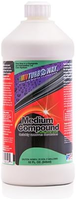 Turbo Wax Medium Cut Compound 32oz Bottle, Professional Grade Abrasive That Removes Scratches, Swirls, Water Spots & Wet Sanding Marks