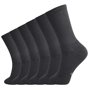 +MD 6-pack Heren Bamboe Crew Sokken Extra Zwaar Volledig Kussen Werksokken Vochtafvoerend Wandelen Trekking Sport Casual…