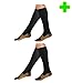 HealthyNees 2 Pairs Combo Copper Infused Compression Socks Helps Reduce Swelling Pain Traveling Anti-Fatigue Feet Support (L/XL)