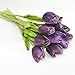 FatColo(R) 10pcs PU Stunning Atficial Holland Mini Tulip Flower Real Touch Mini Tulip for Home Hotel Party Decoration (Purple)