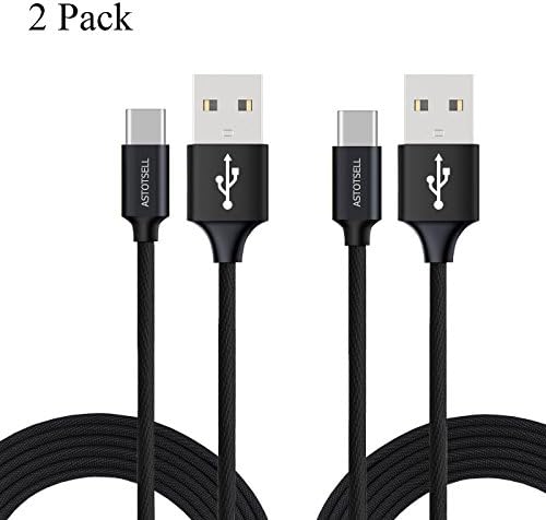 ASTOTSELL USB Type C Cable, 2-Pack Cloth Braided USB C to USB A Charger Cord for Samsung Galaxy Note 8 S8, MacBook, Google Pixel, Sony, OnePlus 5 and More (2FT, Black)