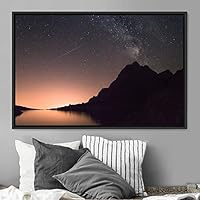 Framed Canvas Wall Art Starry Sky Aerial Astronomy & Space Dramatic Global Green Photography Realism Stars - 16x24 inches