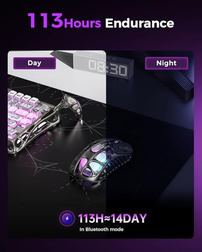 GravaStar Mercury X Pro Ultralight Magnesium Alloy Esports Wireless Gaming Mouse, 8K Hz HyperPolling, Lightweight Design 49g, 32K DPI, Paw 3950 Sensor, Tri-Mode, RGB, Programmable Buttons-Grey