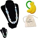 ANJ Baby Teething Necklace for Mom with Bonus Baby Teether | Perfect Baby Shower Gift | 100% BPA Free Food Grade Silicone Baby Teething Beads |Stylish for Mom and Soothing for Baby …