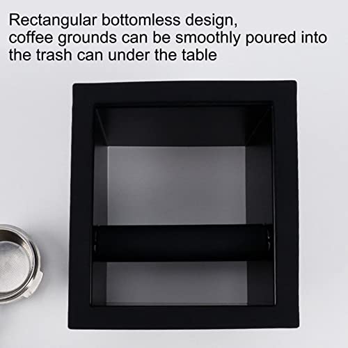 Sorandy Coffee Knock Box, Black Espresso Knock Box Chute, Coffee Ground Container with Removable Knock Bar, Bottomless Stainless Steel Espresso Machine Accessories for Easy Waste Disposal