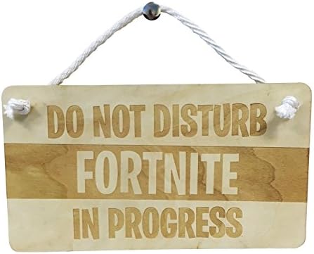 Funny Party Pieces 'Do Not Disturb Fortnite in Progress' Wooden Hanging Bedroom Door Sign for Fortnite Lovers