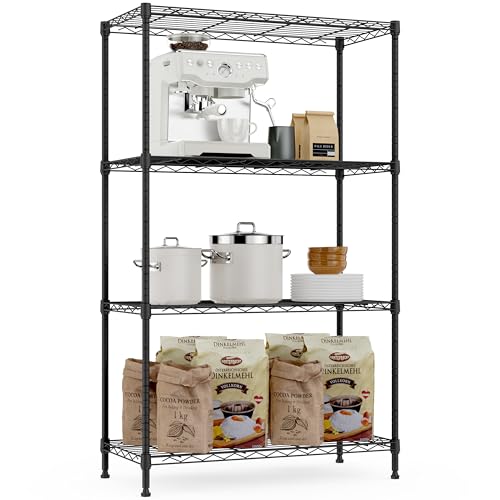 M MZG 4 Tier Heavy Duty Steel 4 Tier Storage Shelving Unit Wire Organizer for Home Kitchen Office 35x75x120.5cm