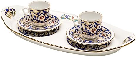 Porcelain Turkish Coffee Set for Two with Tray - Topkapi Design