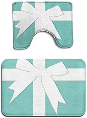 Beach Surfer Blue Tiffanys Inspired Turquoise Please Return Designer Bath Mat Bathroom Carpet Rug Washable Non-Slip 2 Piece Bathroom Mat Set