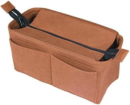 [Fits Various Bags, L.V Her.mes Long.champ Go.yard] Felt Tote Organizer (w/ Top Zipper), Purse Insert, Cosmetic Makeup Diaper Handbag, Belongings Pocket