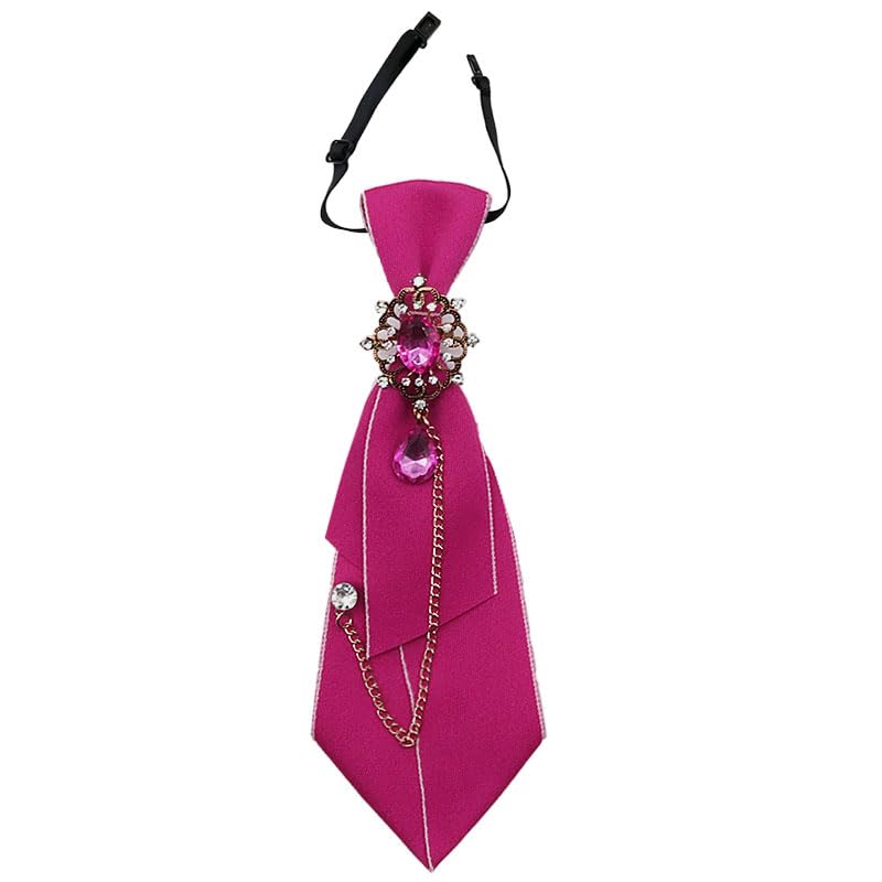 Photo 1 of GHTIYLP Adjustable Ties for Women Vintage Womens Tie with Crystal, Pre-Tied Neck Tie for Women Girls Party School Work Casual (Fuchsia-02)