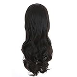 PanDaDa Womens Girls Romantic 3/4 Full Hair Long Wavy Curly Half Wig Black