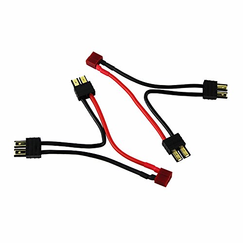 OliYin 2pcs 2-Male Traxxas TRX to 1-Female Deans Series Connector Adapter Cable Wire 14awg 3.93in for RC LiPO(pack of 2)