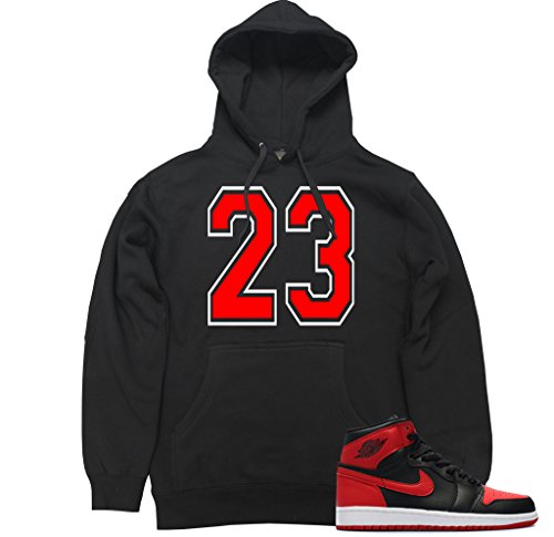 FTD Apparel Men's 23 Red Retro 1 Pullover Hooded Sweater - Large Black