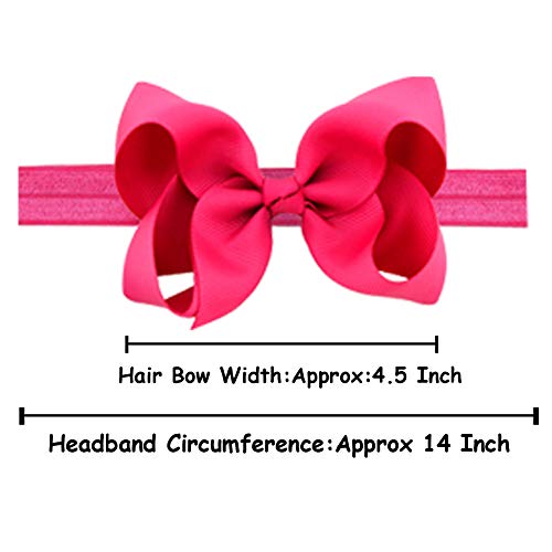 WillingTee 30 Pieces 4.5 Inch Boutique Grosgrain Ribbon Hair Bows Baby Girls Big Hair Bows Headbands for Baby Girls Infants Toddler Kids Teens and Children