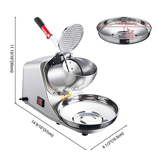 300W Electric Ice Shaver Machine Dual Blades Snow Cone Maker Shaving Crusher 143 lbs/hr