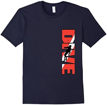 Men's Scuba Diving T-Shirt DIVE on Dan safety with a Diver. Medium Navy