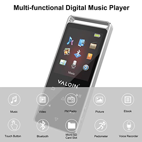 Valoin MP3 Player with Bluetooth,Built-in 8GB Memory Audio Player for Wired or Wireless Earphones, Headphones, Speakers - Thumbnail 4