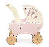 Le Toy Van Honeybake Collection Pink Wooden Sweet Dreams Pram Baby Doll Stroller Premium Wooden Toys for Kids Ages 3 Years & Up