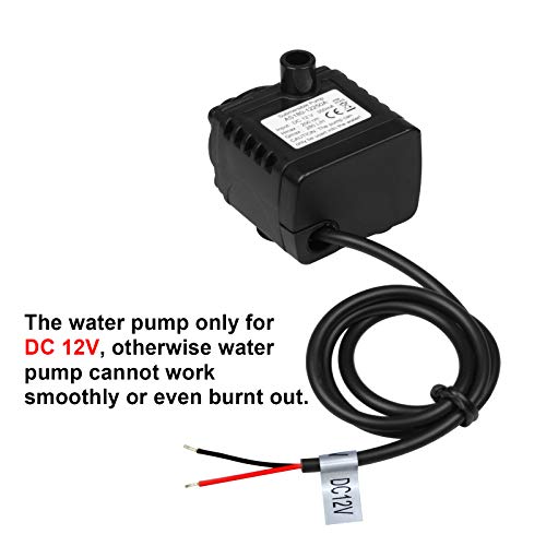 DC 12V Submersible Pump 280L/H Water Pump with 6.5ft High Lift, Fountain Pump with 1.4 ft Power Cord, for Fish Tank, Pond, Aquarium, Hydroponics - Thumbnail 4