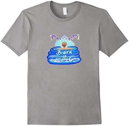 Men's Water Birth Pool Positive Birthing Mother Art Tee T Shirt Medium Slate
